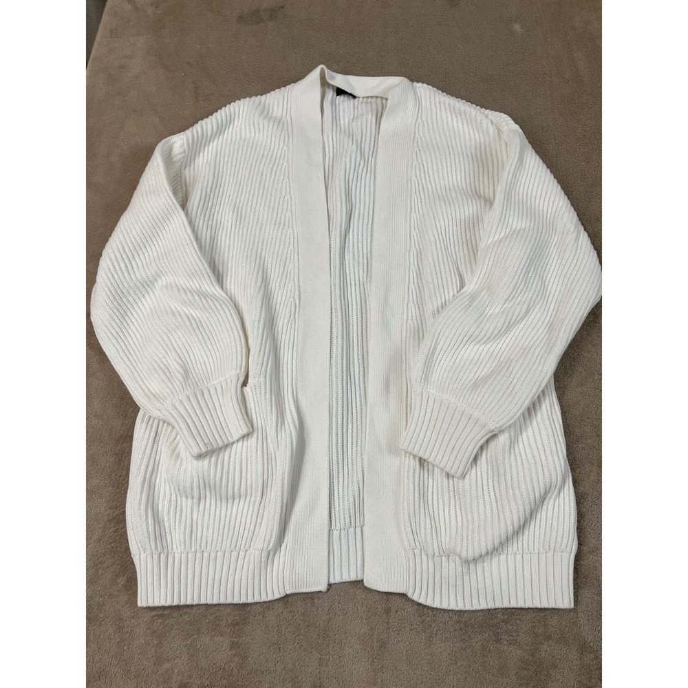 Quince Organic Cotton Overzised Cardigan Ribbed Women Size Small white EUC